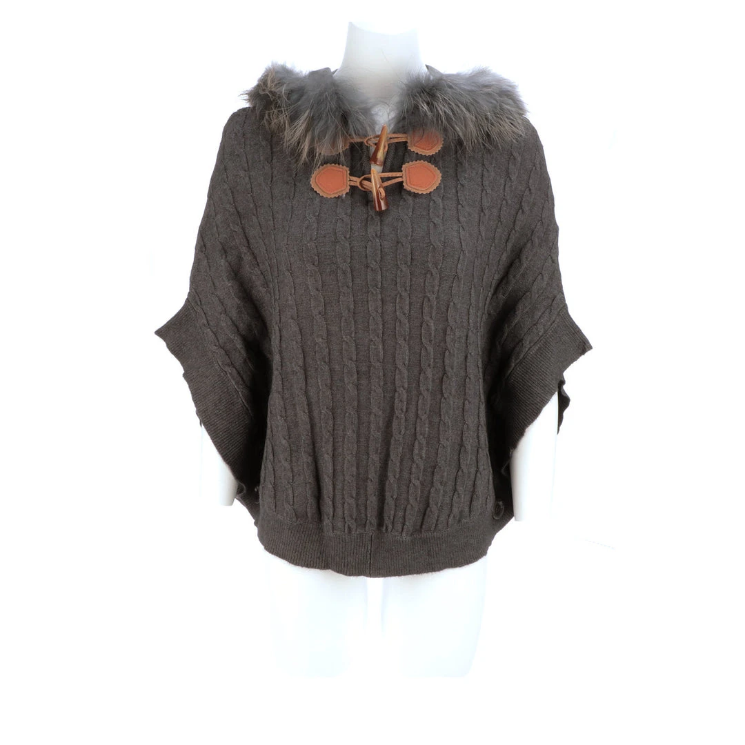 Best Pirce ❤️ Lucchese-inc Cable Knit Poncho :: Grey APPAREL 😀 23 Lucchese-inc Cable Knit Poncho :: Grey APPAREL
