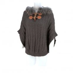 Best Pirce ❤️ Lucchese-inc Cable Knit Poncho :: Grey APPAREL 😀 38 Lucchese-inc Cable Knit Poncho :: Grey APPAREL