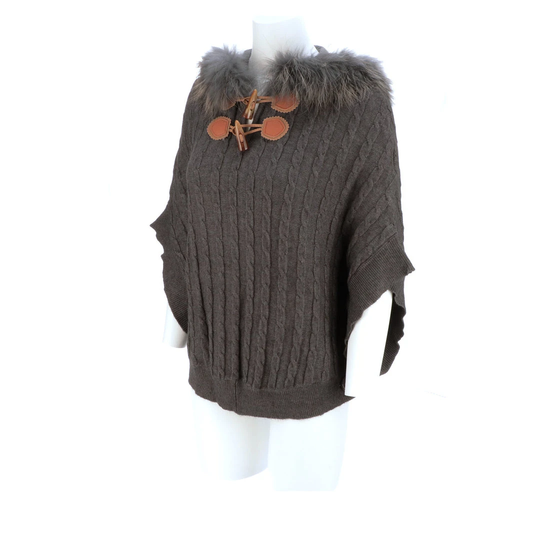 Best Pirce ❤️ Lucchese-inc Cable Knit Poncho :: Grey APPAREL 😀 14 Lucchese-inc Cable Knit Poncho :: Grey APPAREL