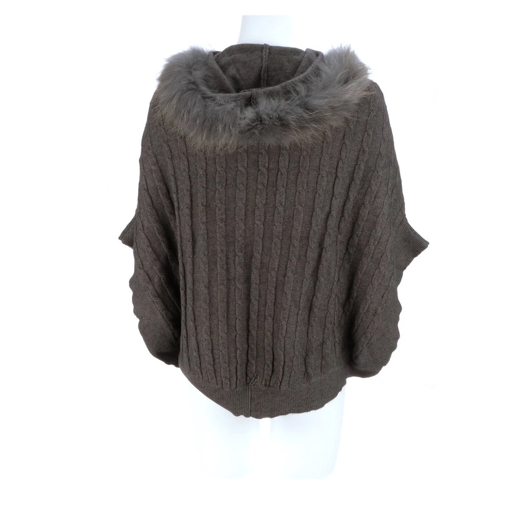 Best Pirce ❤️ Lucchese-inc Cable Knit Poncho :: Grey APPAREL 😀 25 Lucchese-inc Cable Knit Poncho :: Grey APPAREL