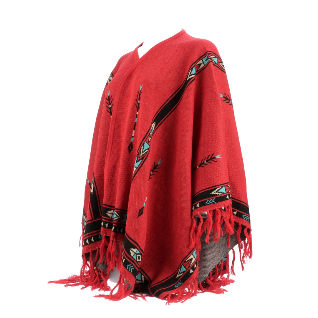 Best Sale 🎁 Lucchesse-inc Alpaca Fleece Poncho :: Red/Turquoise APPAREL 🎉 4 Lucchesse-inc Alpaca Fleece Poncho :: Red/Turquoise APPAREL
