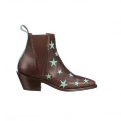 Lucchesse-inc Estrella Chelsea :: Chocolate + Turquoise BOOTS