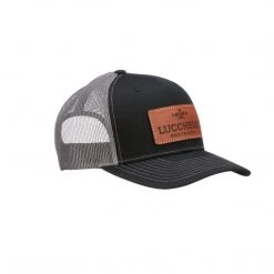 Lucchesse-inc Leather Patch Cap :: Black + Charcoal