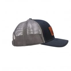 Lucchesse-inc Leather Patch Cap :: Navy + Charcoal