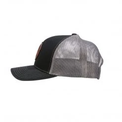 Lucchesse-inc Hats Leather Patch Cap Round :: Black + Charcoal