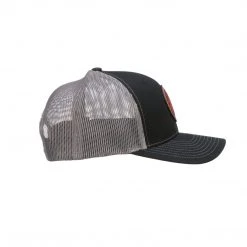 Lucchesse-inc Hats Leather Patch Cap Round :: Black + Charcoal