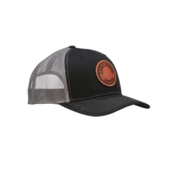 Lucchesse-inc Hats Leather Patch Cap Round :: Black + Charcoal