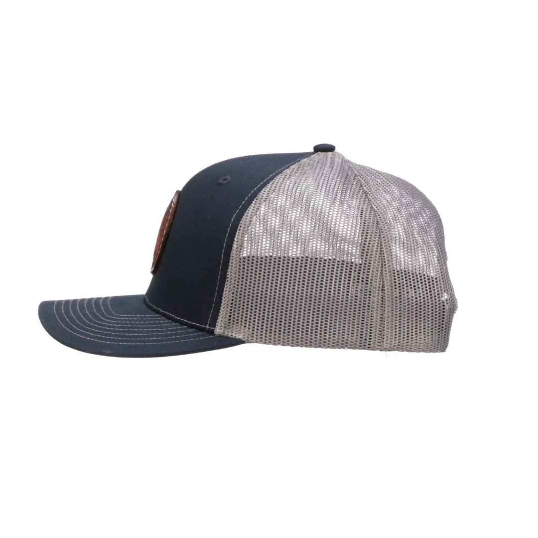 Lucchesse-inc Hats Leather Patch Cap Round :: Navy + Charcoal Lucchesse-inc Hats Leather Patch Cap Round :: Navy + Charcoal