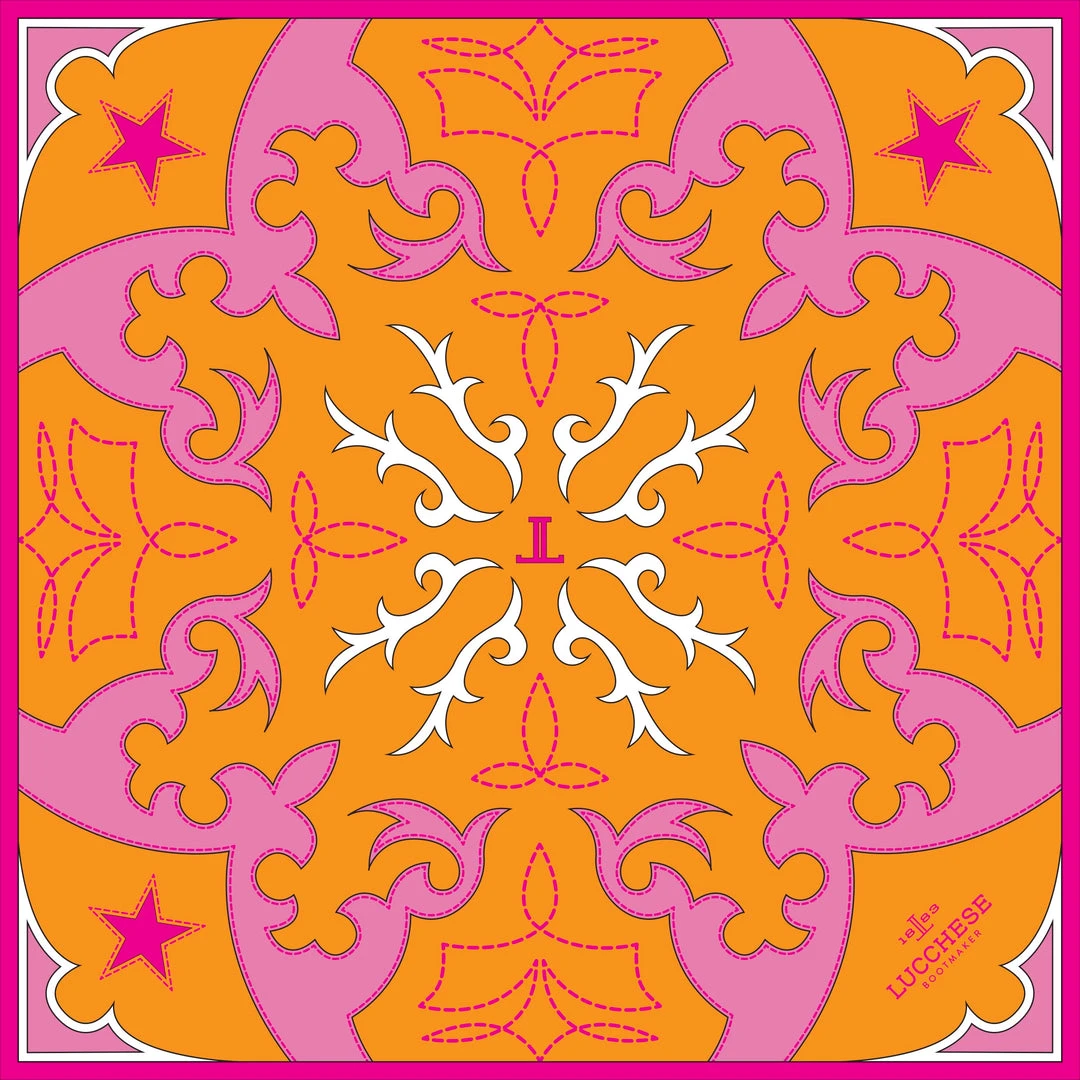 Wholesale 🥰 Lucchese-inc Western Silk Scarf :: Pink ✨ 6 Lucchese-inc Western Silk Scarf :: Pink