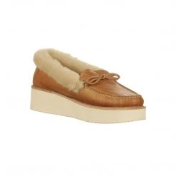 Brand new 👍 Lucchese-inc Shearling Wedge Moccasin :: Tan 🤩 4 Lucchese-inc Shearling Wedge Moccasin :: Tan