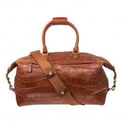 Lucchese-inc Giant Gator Duffel –Small :: Cognac Duffels