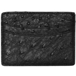 Lucchese-inc Credit Card Case – Ostrich :: Black Wallets