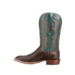 Lucchese-inc Bryan Exotic Distressed :: Barrel Brown + Teal Boots