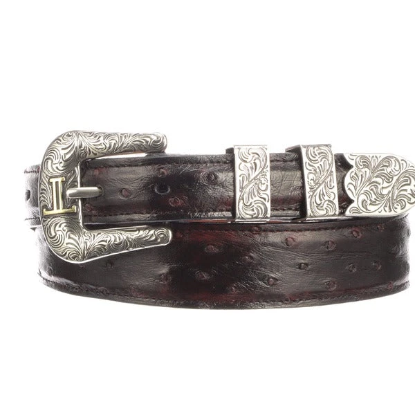 Lucchese-inc Full Quill Ostrich Tapered :: Black Cherry Belts Lucchese-inc Full Quill Ostrich Tapered :: Black Cherry Belts