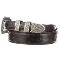 Lucchese-inc Full Quill Ostrich Tapered :: Black Cherry Belts