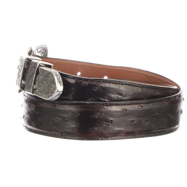 Lucchese-inc Full Quill Ostrich Tapered :: Black Cherry Belts Lucchese-inc Full Quill Ostrich Tapered :: Black Cherry Belts