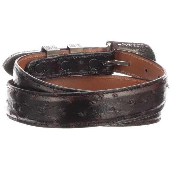 Lucchese-inc Full Quill Ostrich Tapered :: Black Cherry Belts Lucchese-inc Full Quill Ostrich Tapered :: Black Cherry Belts