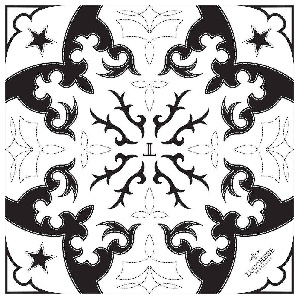 Lucchese-inc Other Accessories Western Silk Scarf :: White Lucchese-inc Other Accessories Western Silk Scarf :: White